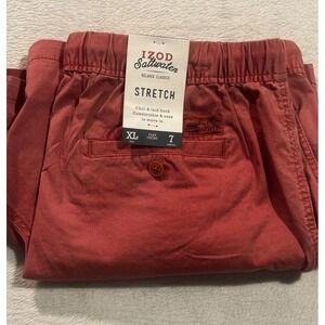 NEW Mens Shorts IZOD Saltwater Stretch *Light‎ Red XL Preppy Relaxed 7" Inseam